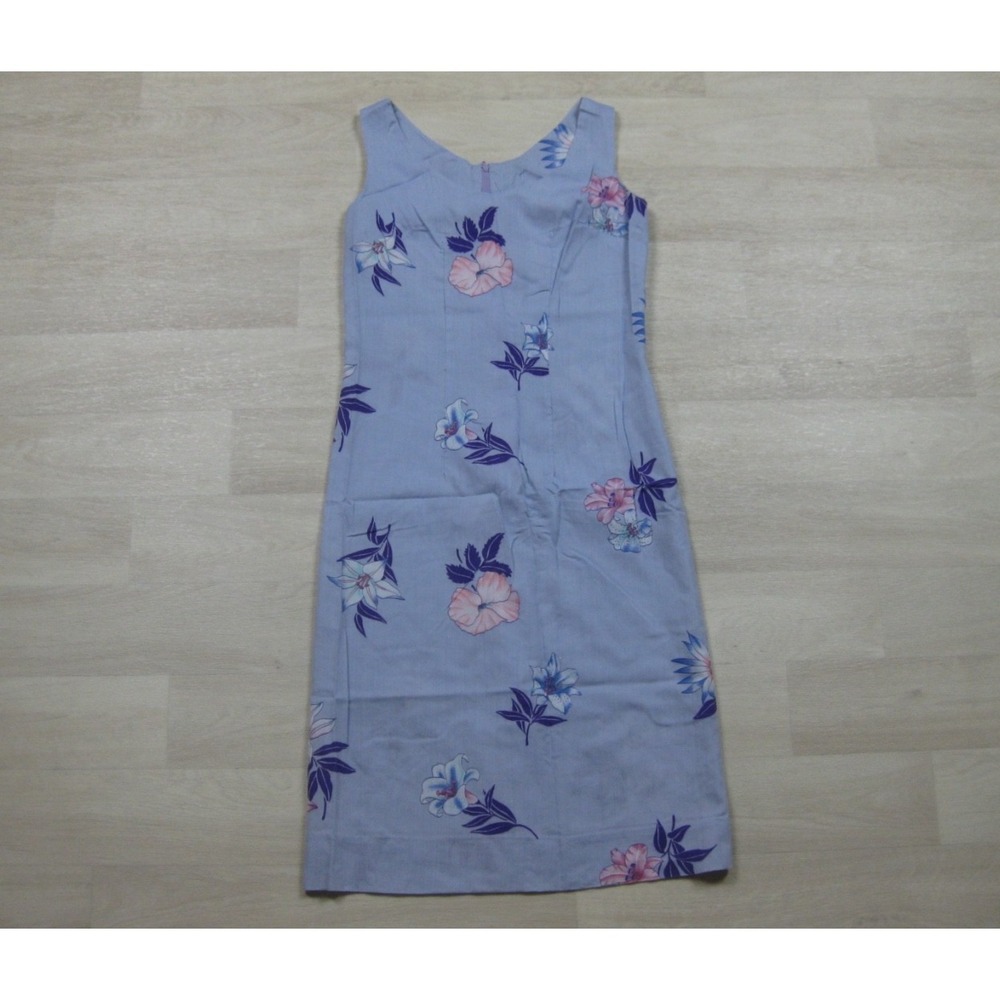 Vintage 60s Mini Sheath Shift Dress (XS) Cotton Sleeveless MOD Hawaiian Floral